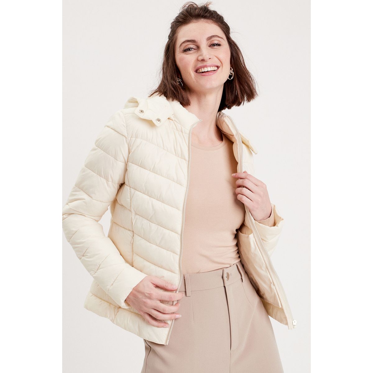 Doudoune courte clearance femme beige