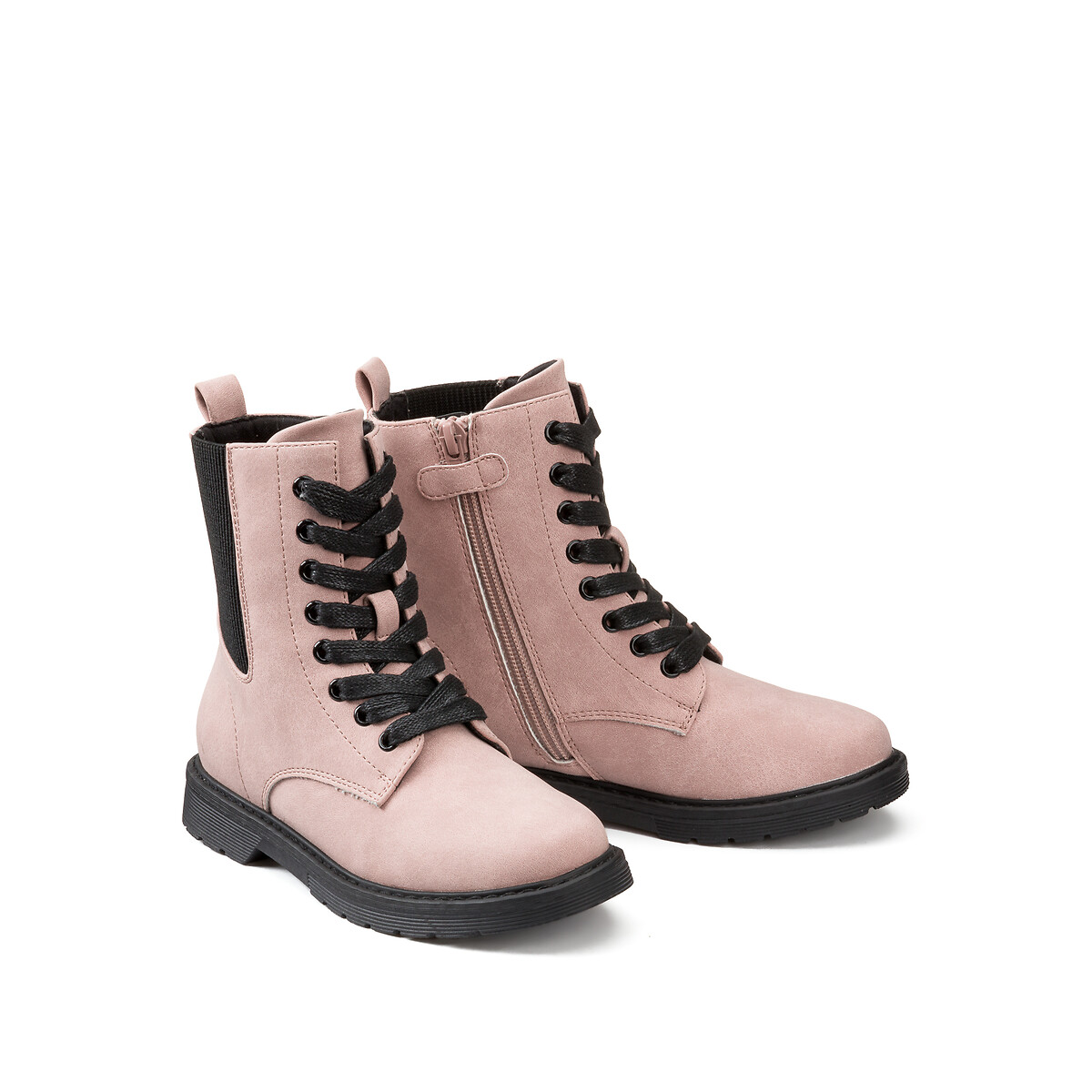 Bottines zipp es et lacets La Redoute Collections rose La Redoute