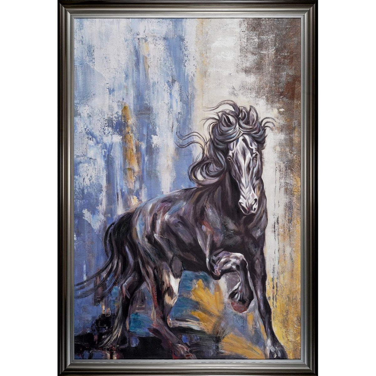 Tableau cadre en bois BLACK STALLION, NOVATREND