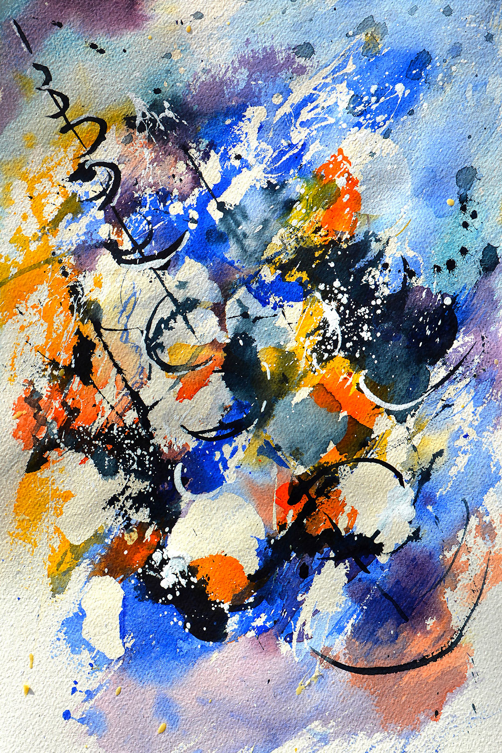Tableau abstrait aquarelle, HEXOA