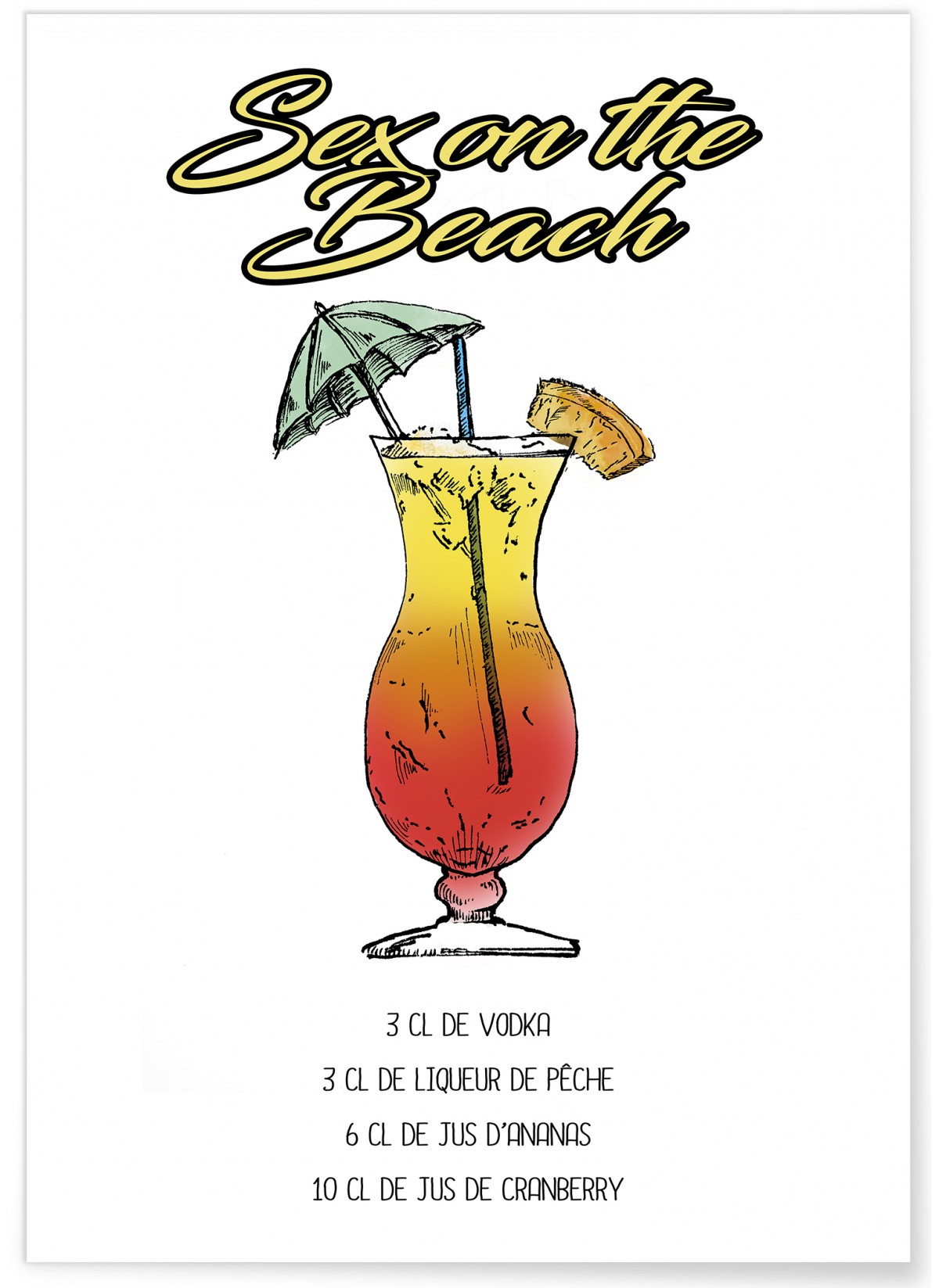 Affiche Cocktail Sex on the beach, L'AFFICHERIE