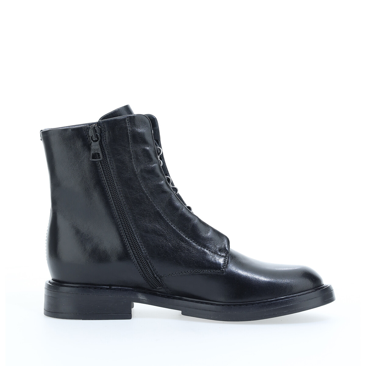 Lace-up ankle boots in leather black Mjus | La Redoute