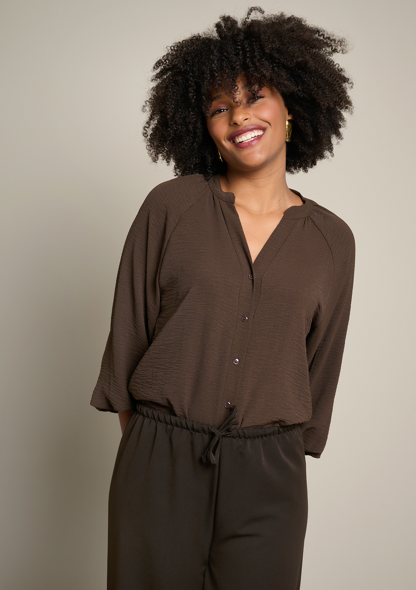 Blouse fluide à col mao, LOLALIZA