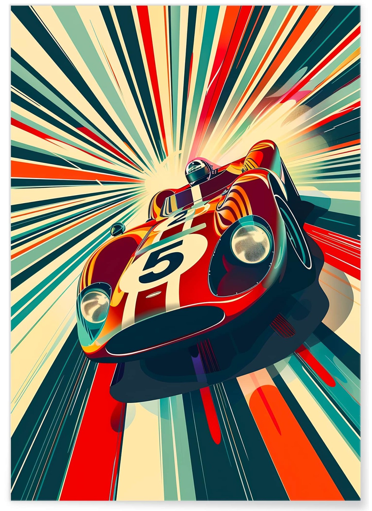 Affiche voiture de course vintage - Dynamisme et vitesse, L'AFFICHERIE