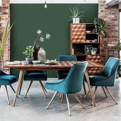 Table à manger rectangulaire en bois plateau marqueterie 180 cm style contemporain SYRACUSE PIER IMPORT