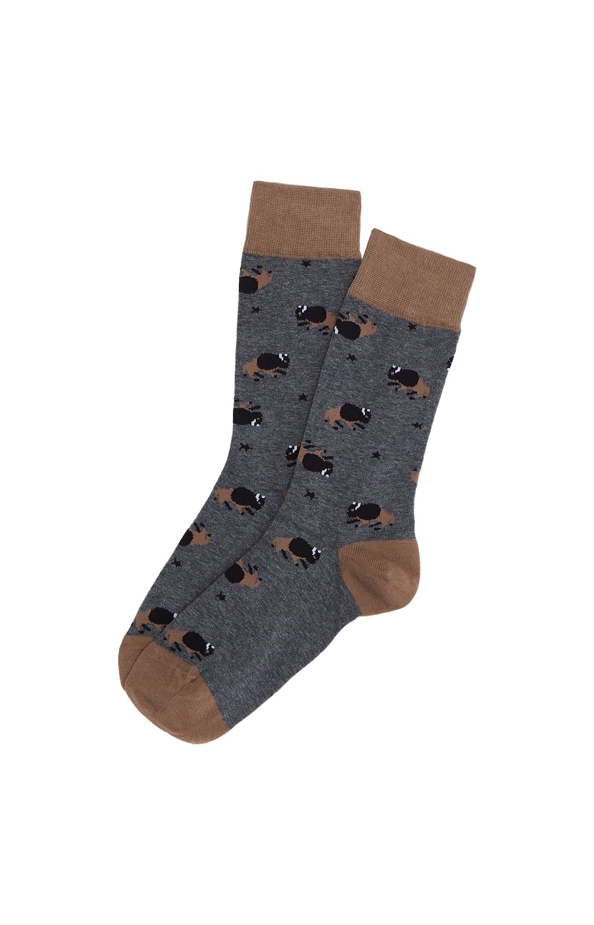 Chaussettes en coton imprimé En Plaine Nuit Gris Made in France, ARTHUR