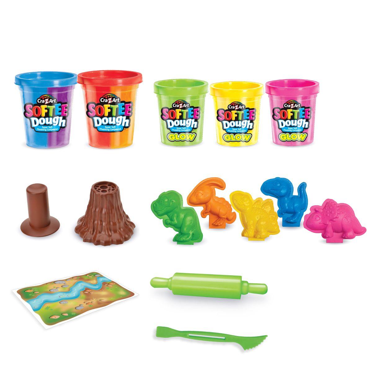 Kit de dinosaures en pâte à modeler malléable et fluorescente, LEXIBOOK