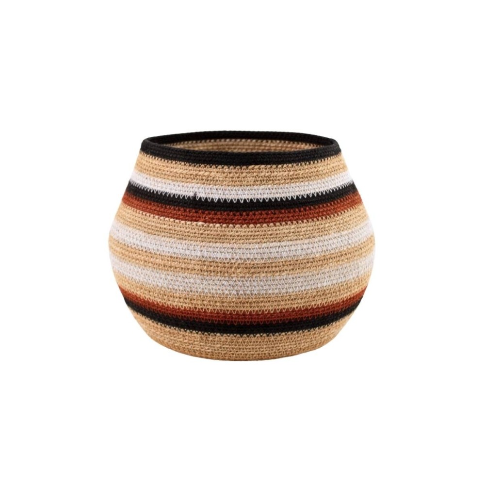 Panier bas rayé en herbes marines 39x23cm, ORNAMI