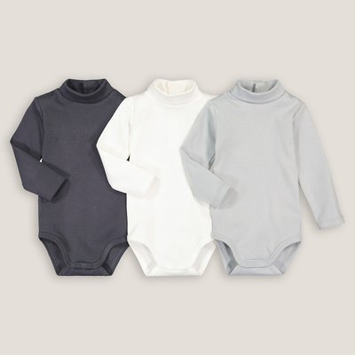 Pack of 3 Bodysuits in Organic Cotton with Long Sleeves LA REDOUTE COLLECTIONS