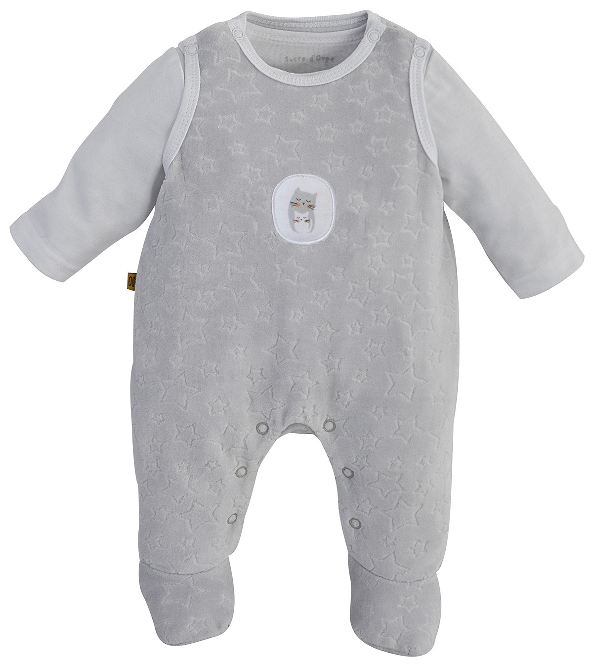 Grenouillere + t-shirt gris, SUCRE D'ORGE