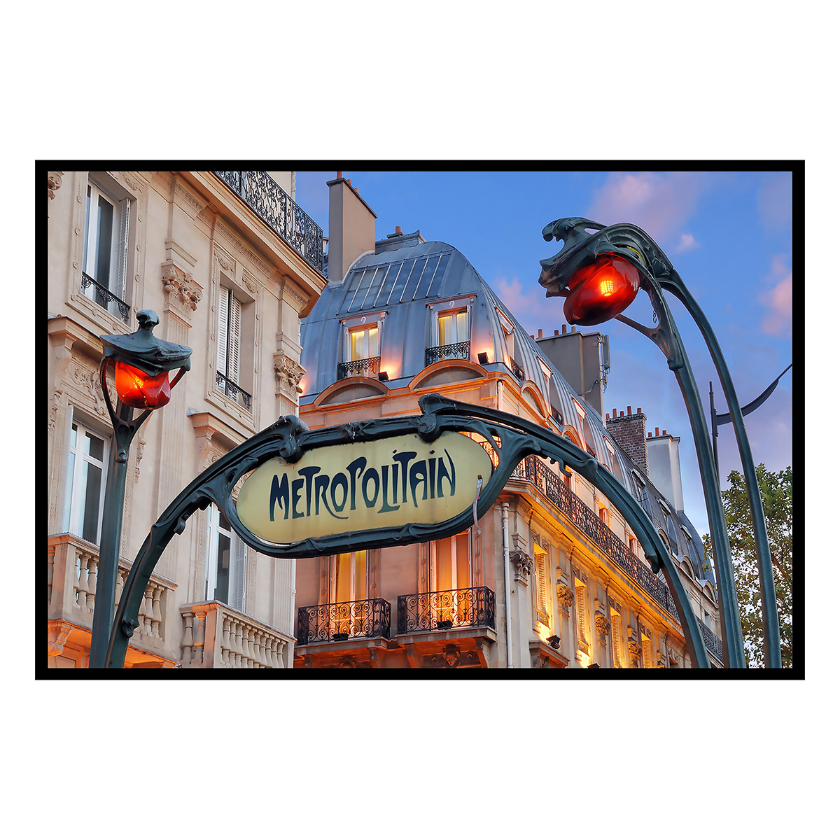 Affiche encadrée entrée du métro parisien Art nouveau, HEXOA