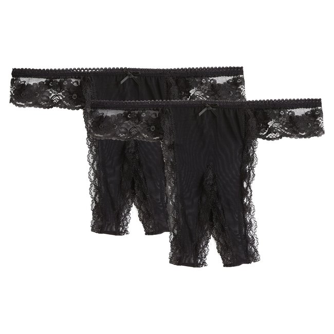 Pack of 2 Crotchless Knickers black SUITE PRIVEE
