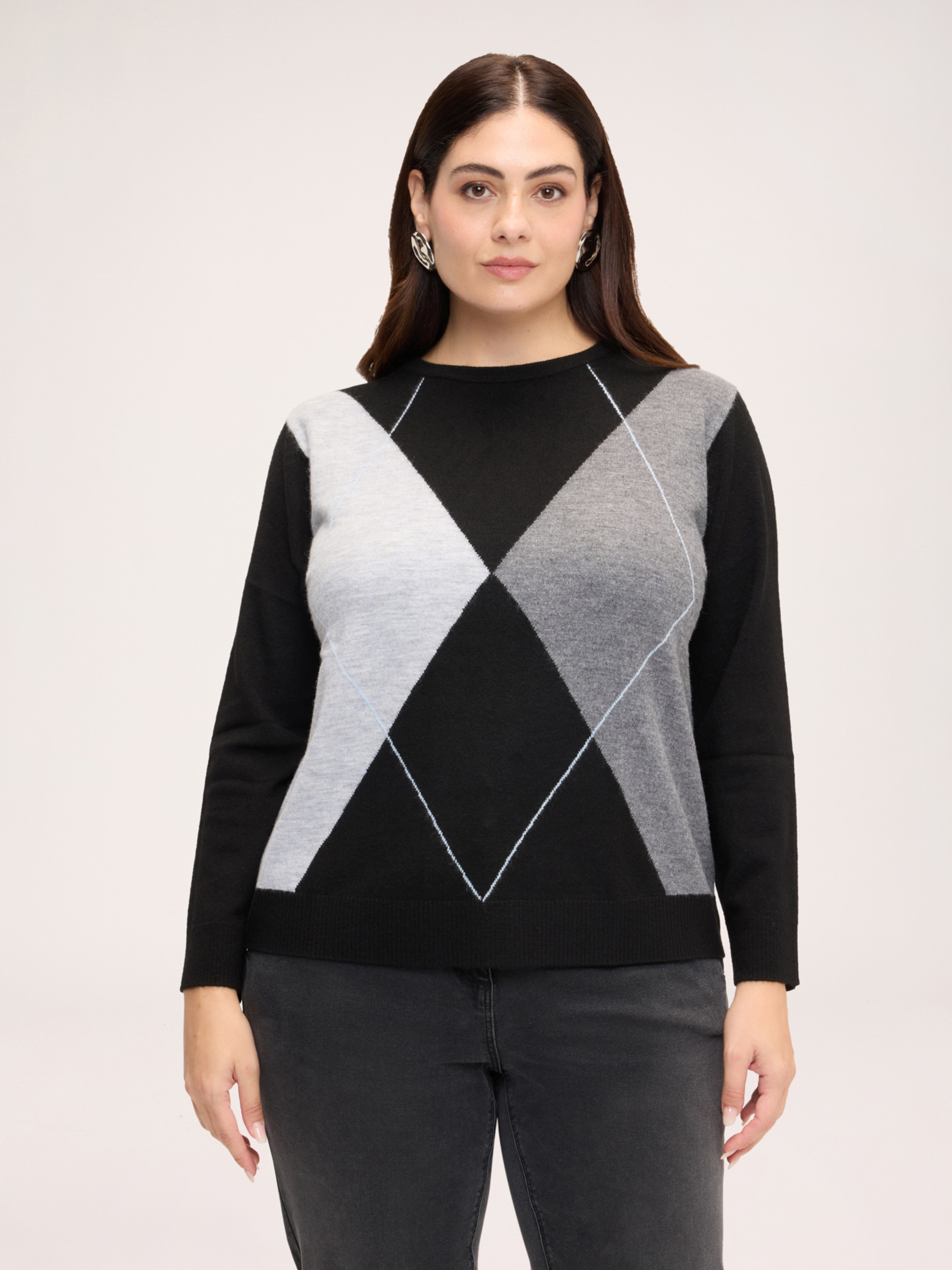 Pull col rond à motif argyle, FIORELLA RUBINO