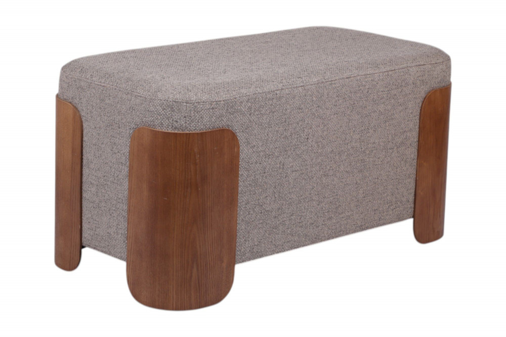 Banc en tissu café et bois L80 cm Aubépine, AMADEUS