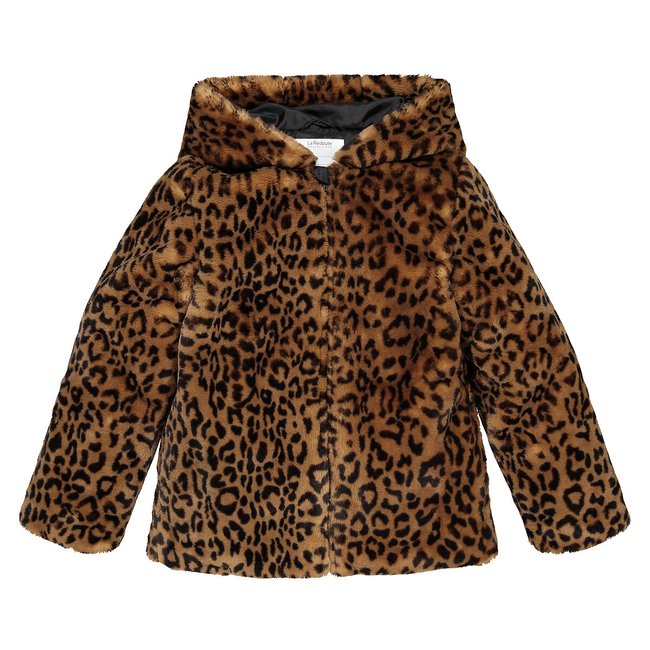 Leopard print hooded coat in faux fur, 3-14 years , brown print, La Redoute  Collections | La Redoute