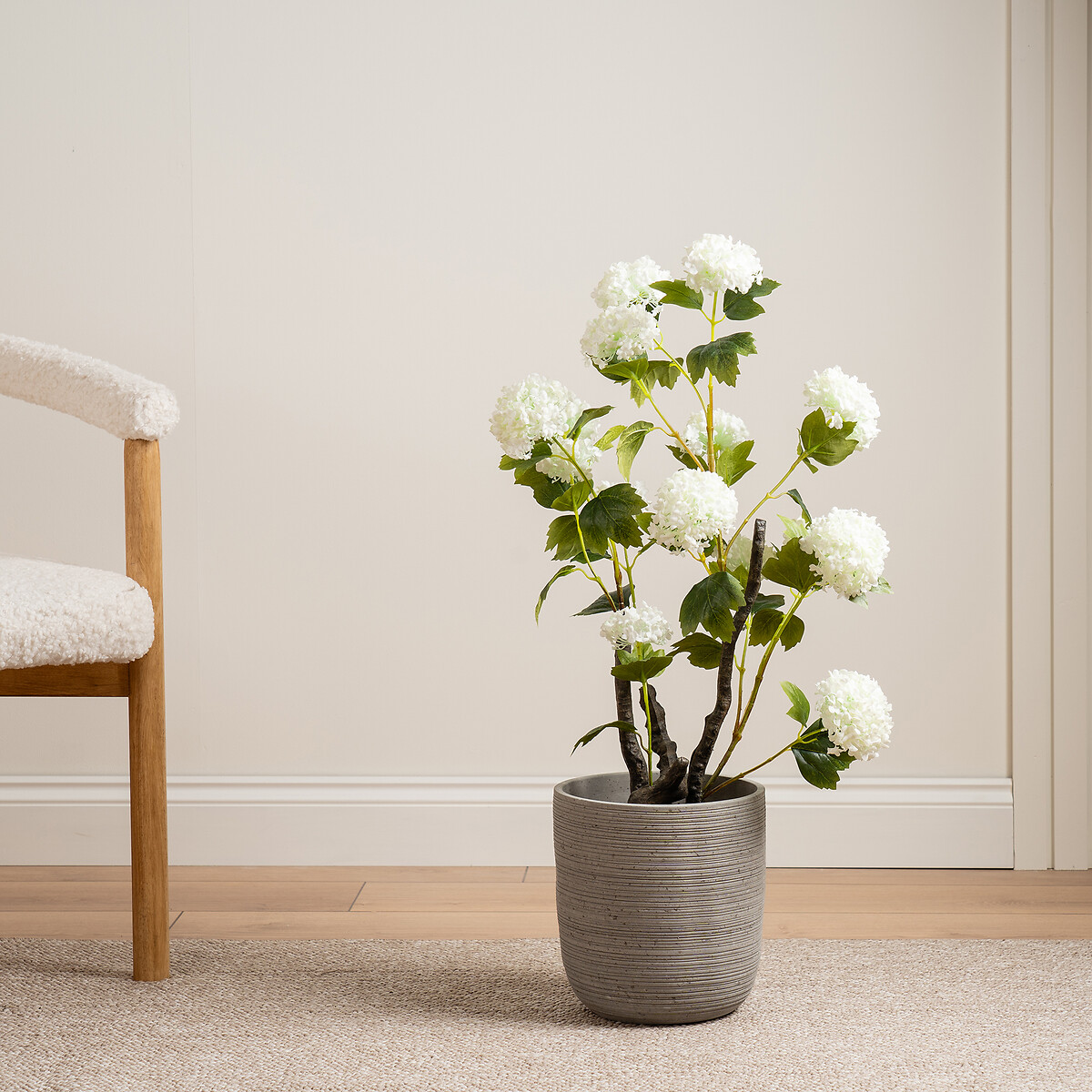 85cm Artificial Cream Potted Hydrangea Plant, SO'HOME