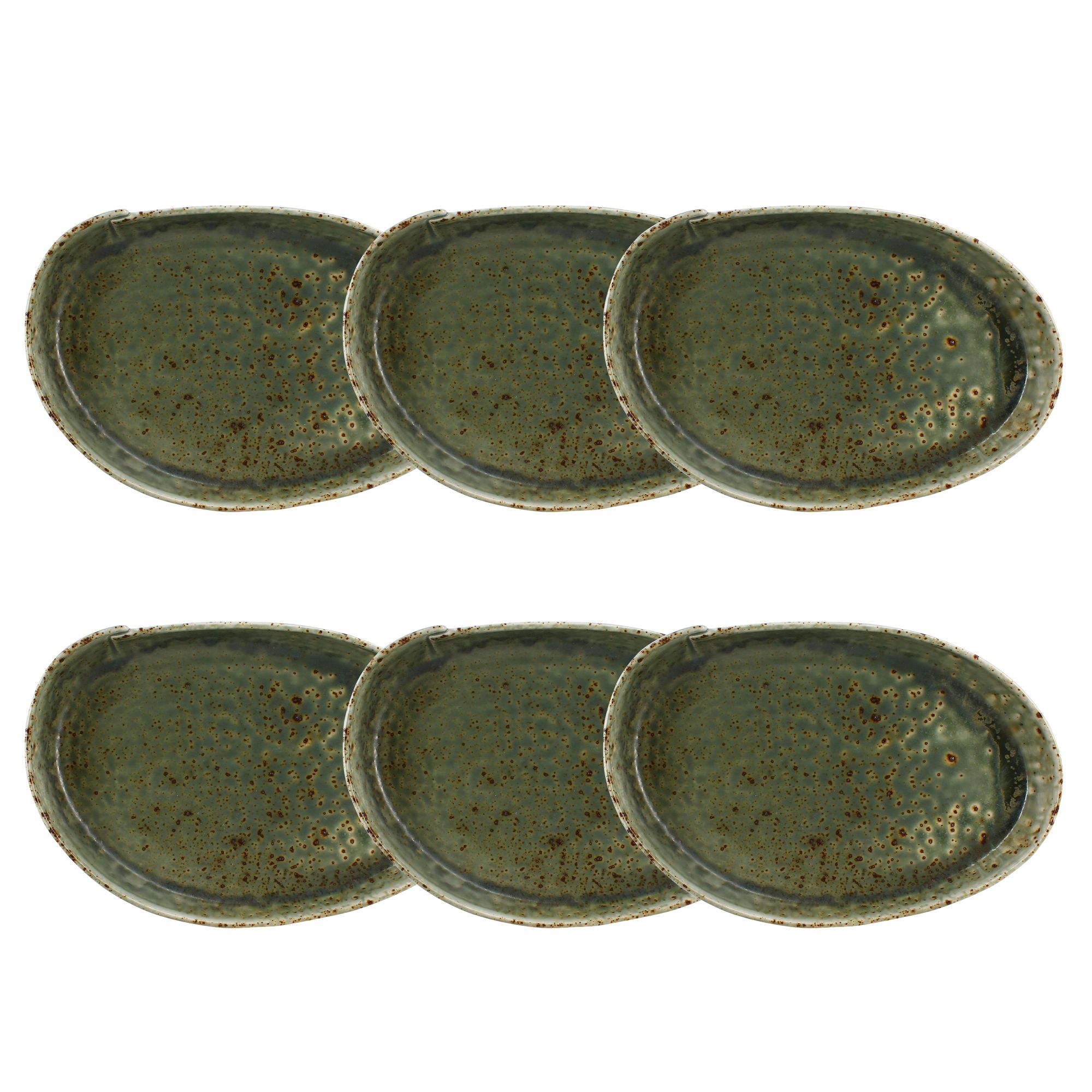Lot de 6 assiettes 23,5 x 15,5cm en porcelaine, SIGMA, OGO LIVING