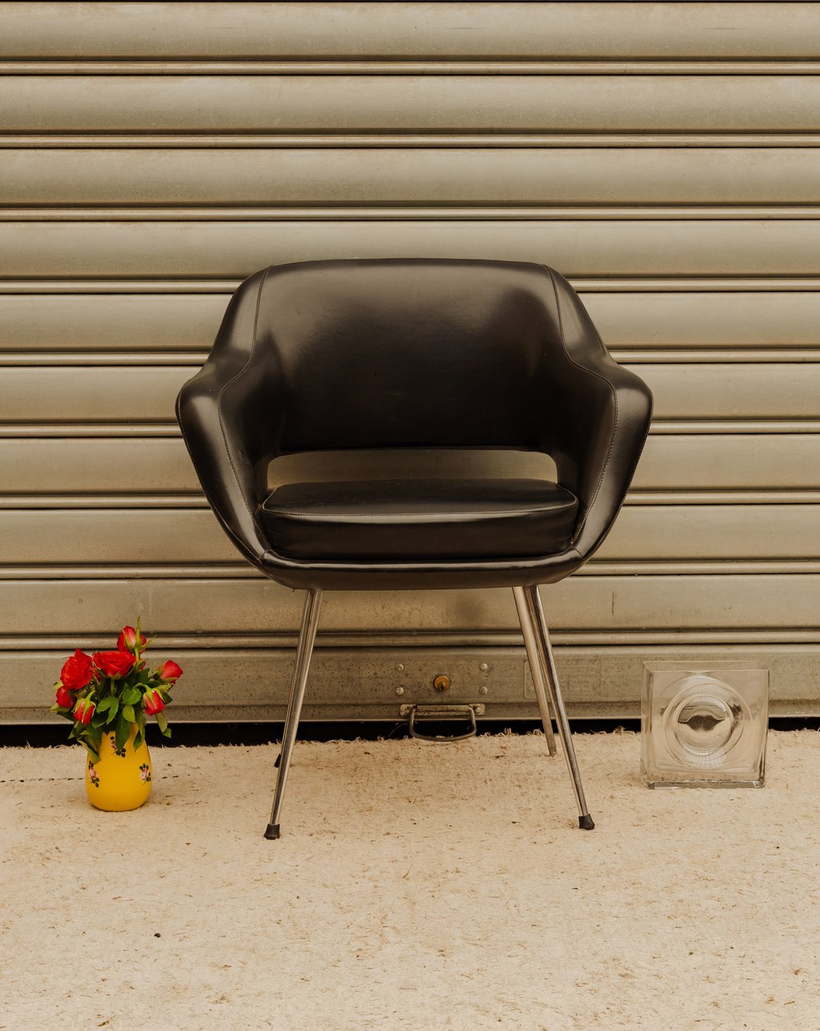Fauteuil en cuir noir Jakob N°1446 - Bon état, DEBONGOUT