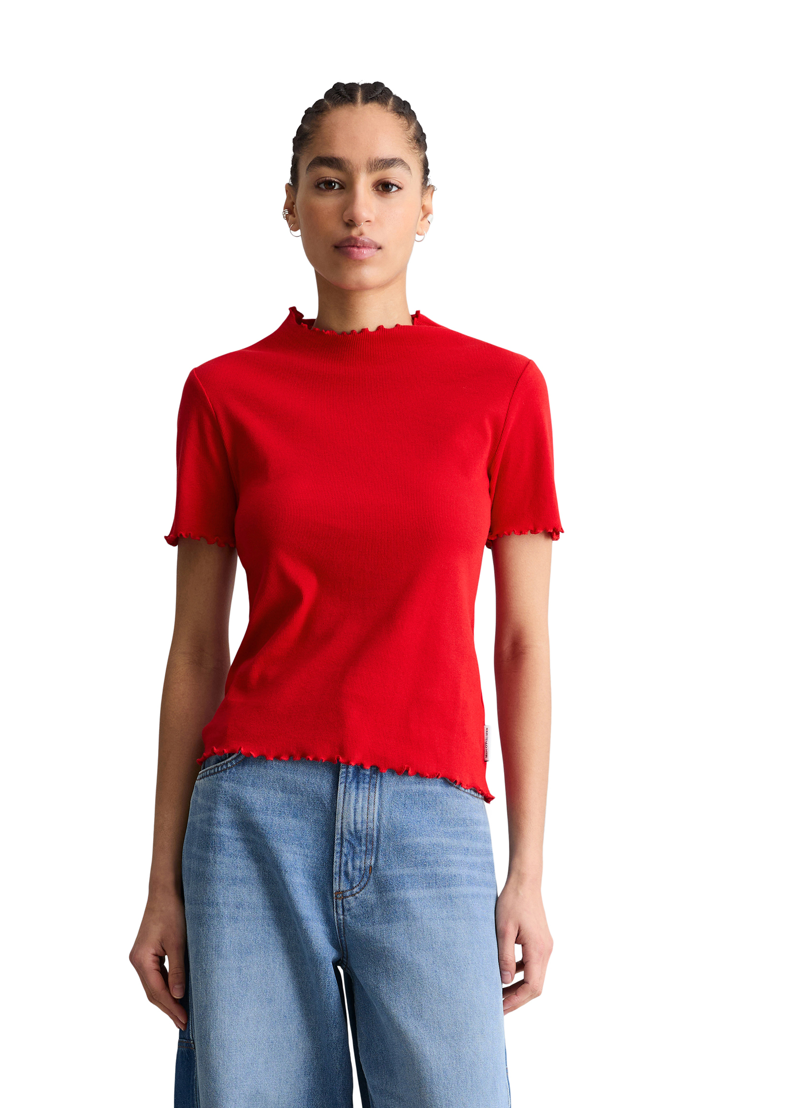 T-shirt à côtes slim en jersey stretch en coton organique, MARC O’POLO DENIM