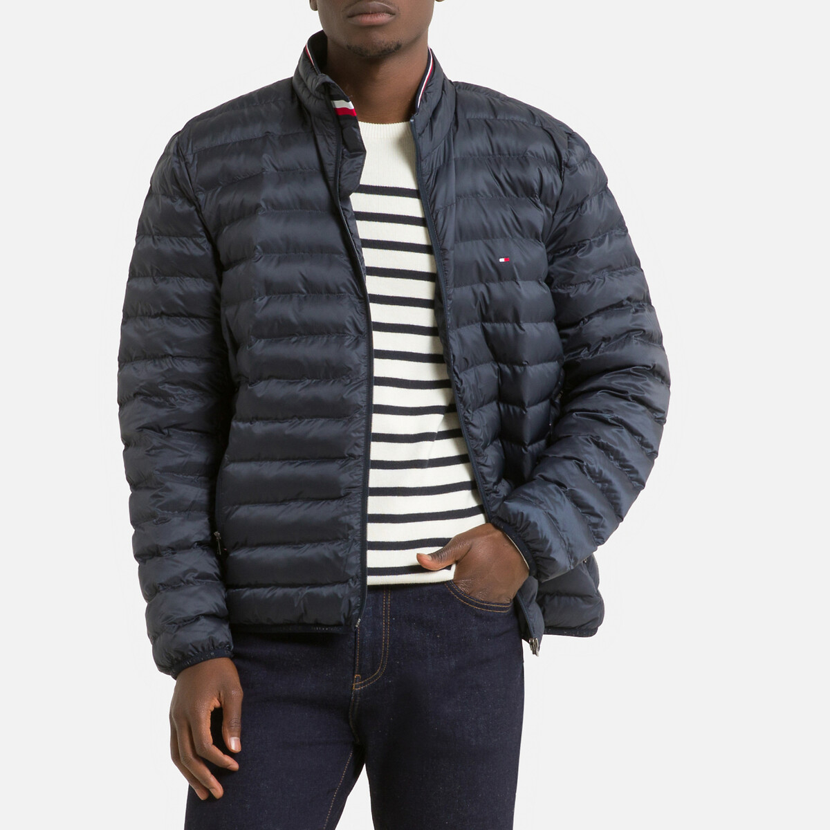 Recycled Lightweight Packable Padded Jacket with High Neck