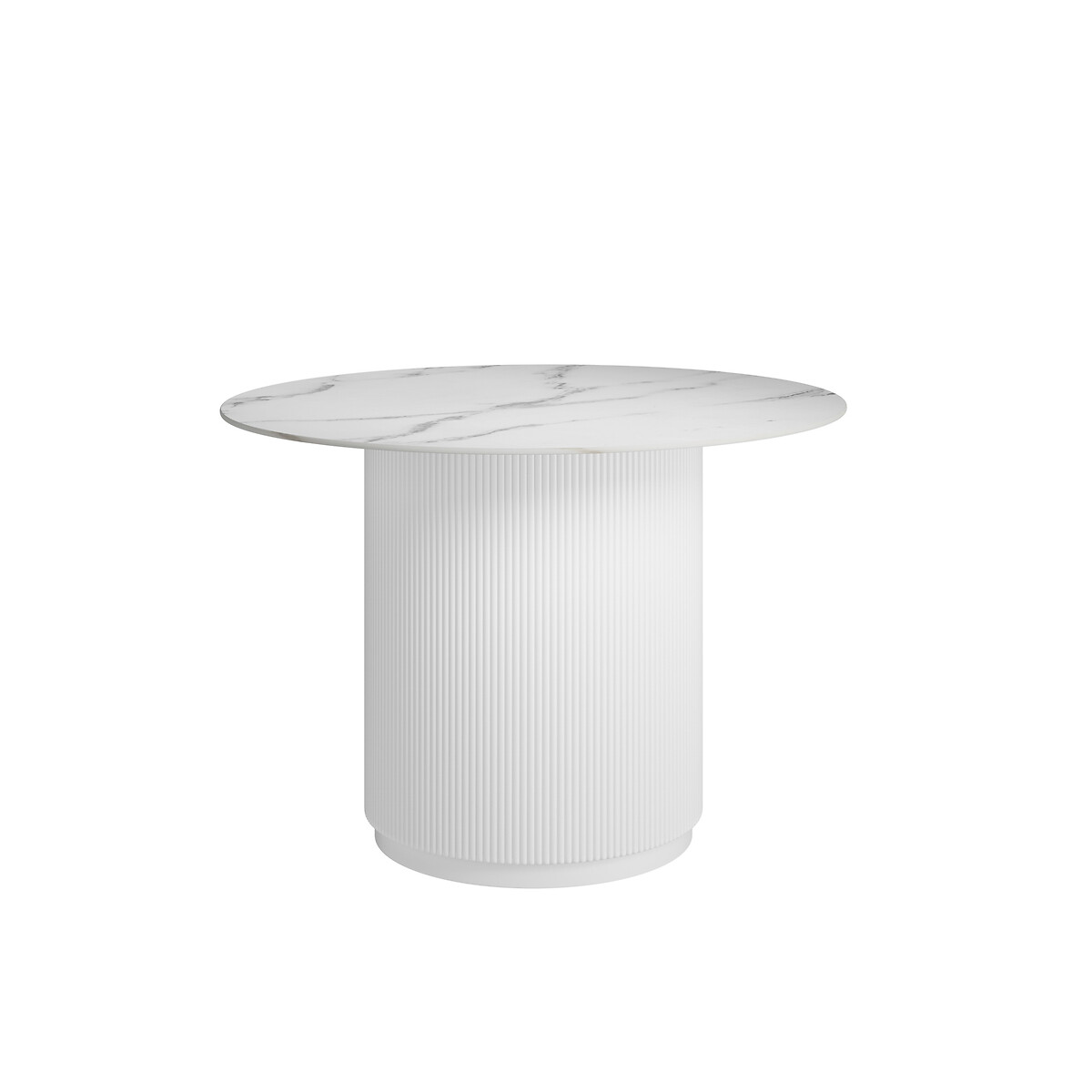 Yuki Round Marble Dining Table with Ribbed Pedestal Base, ÉDITÉ