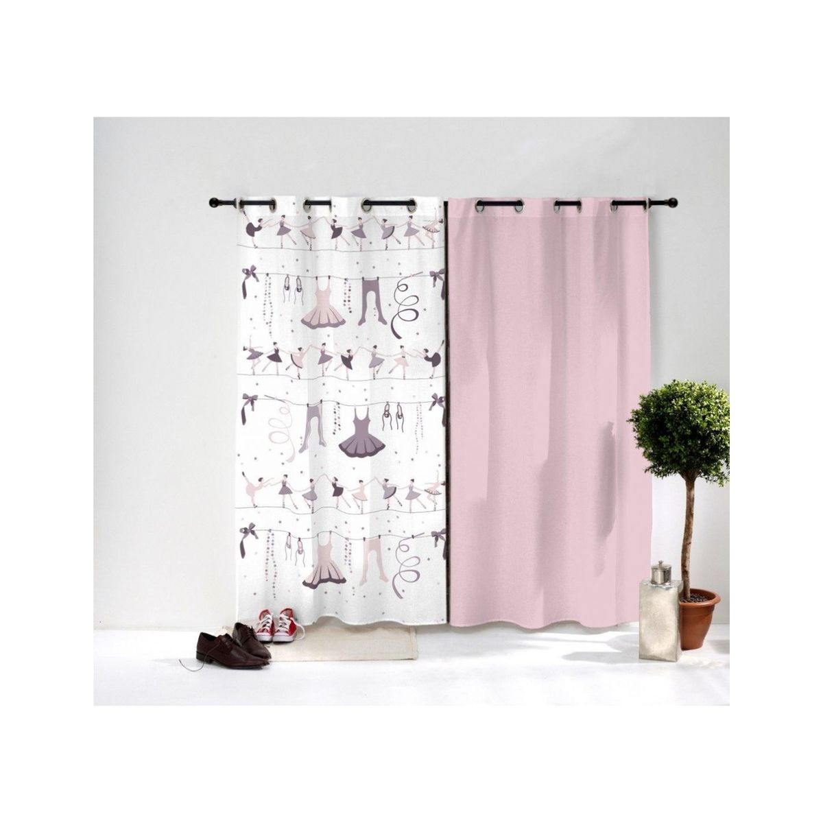 Paire De Rideaux Danseuse Ballerine Rose Multicolore Decoloopio La Redoute
