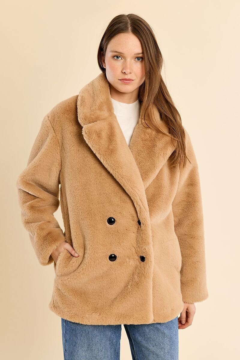 Faux Fur Tailored Collar Coat, MOLLY BRACKEN