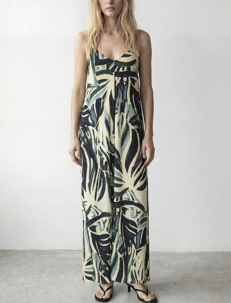 Robe longue imprimée à bretelles, VILA