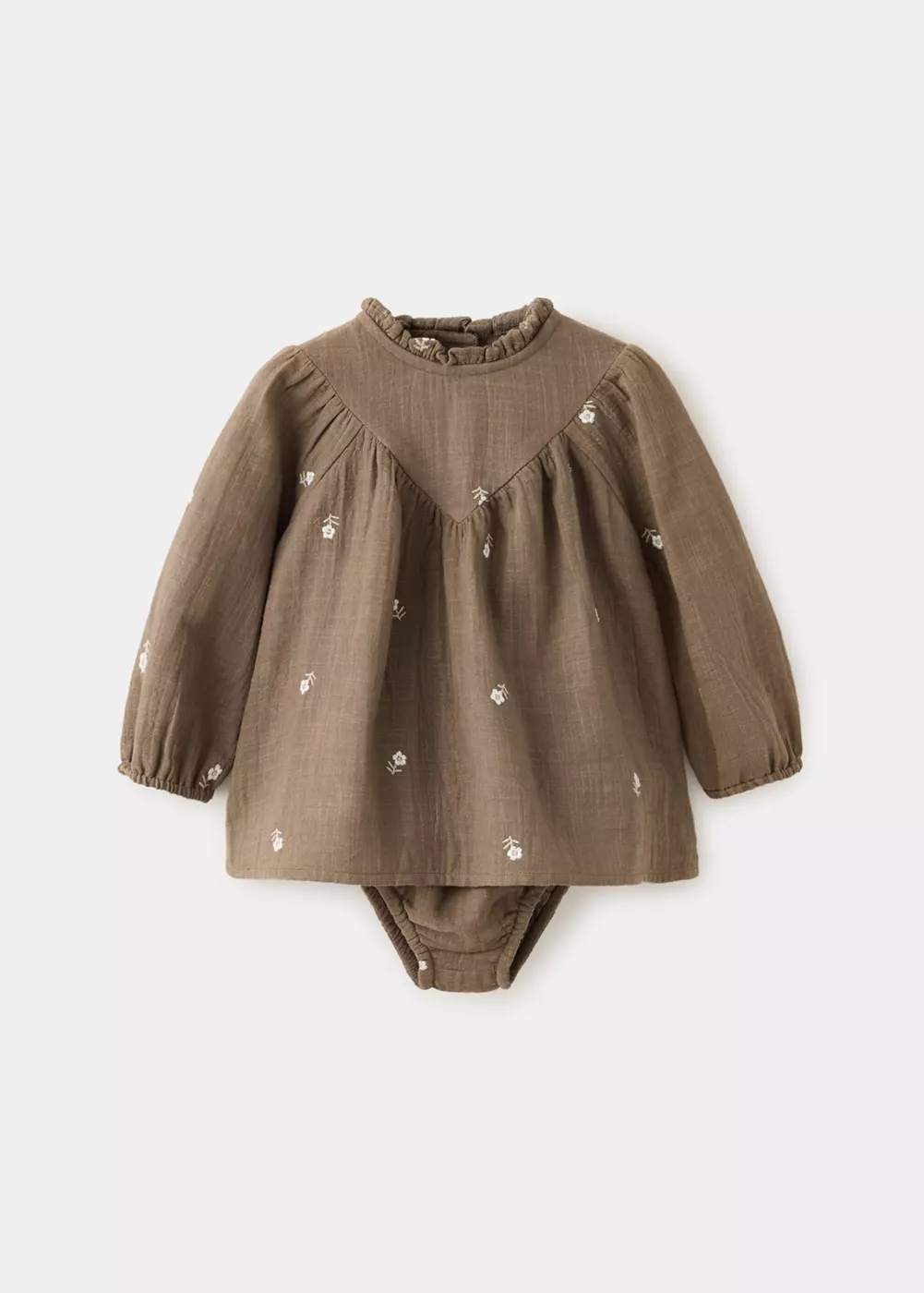 Robe et barboteuse à fleurs brodées, MANGO BABY