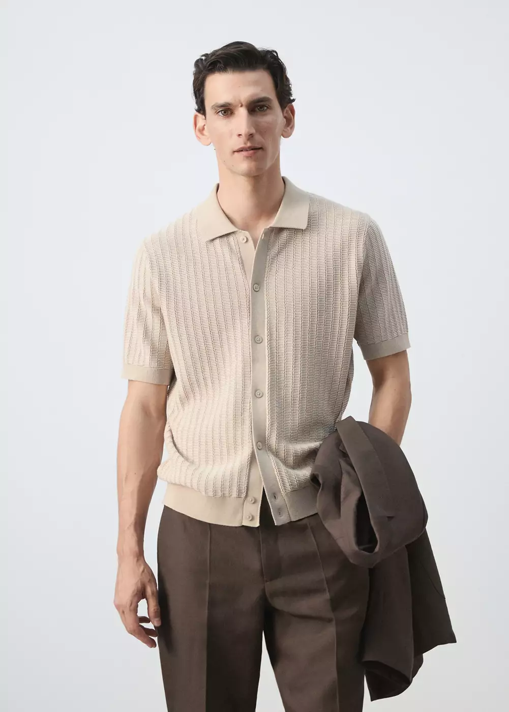 Chemise 100 % structure en maille, MANGO MAN