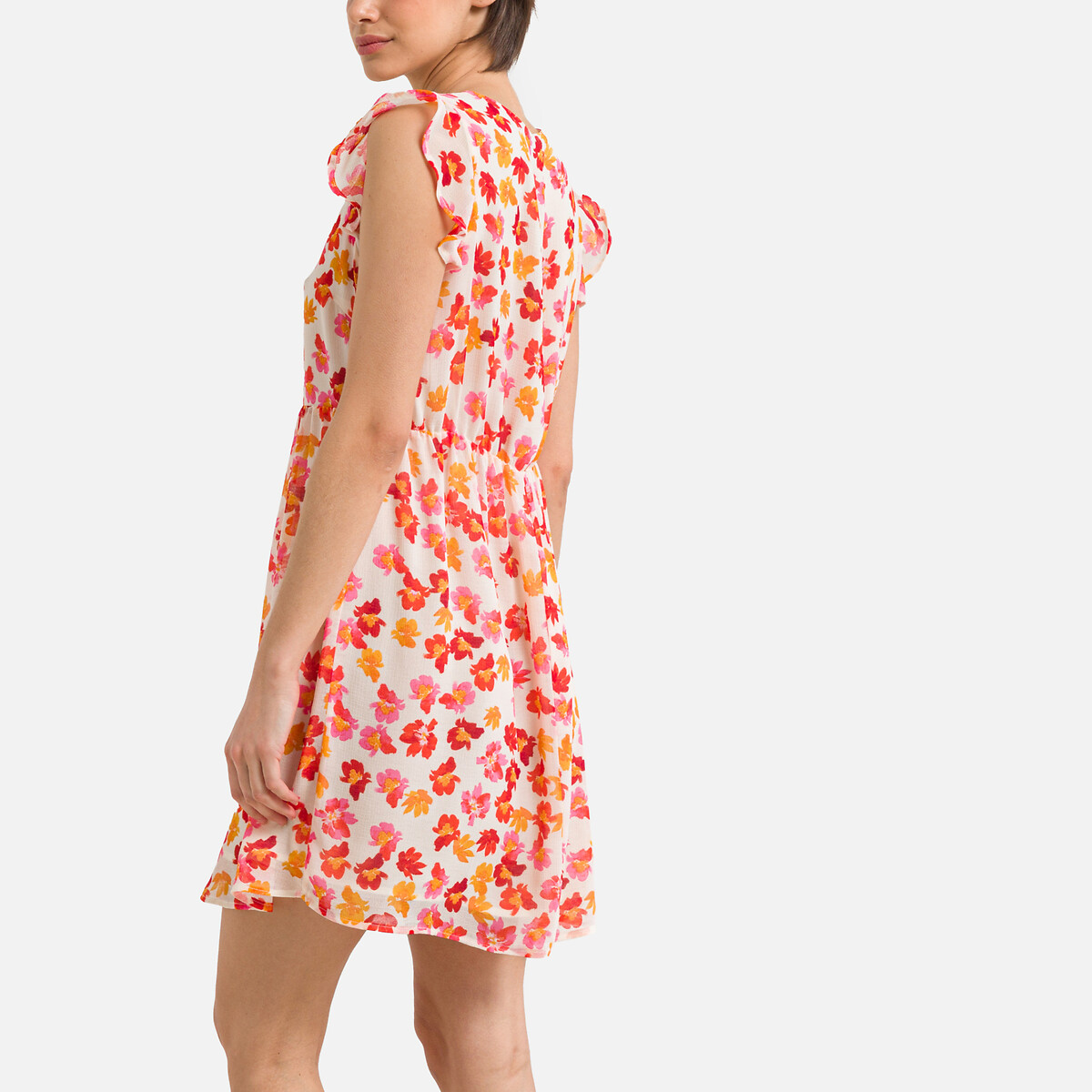 Robe imprim e sans manches imprim jaune corail Vero Moda La