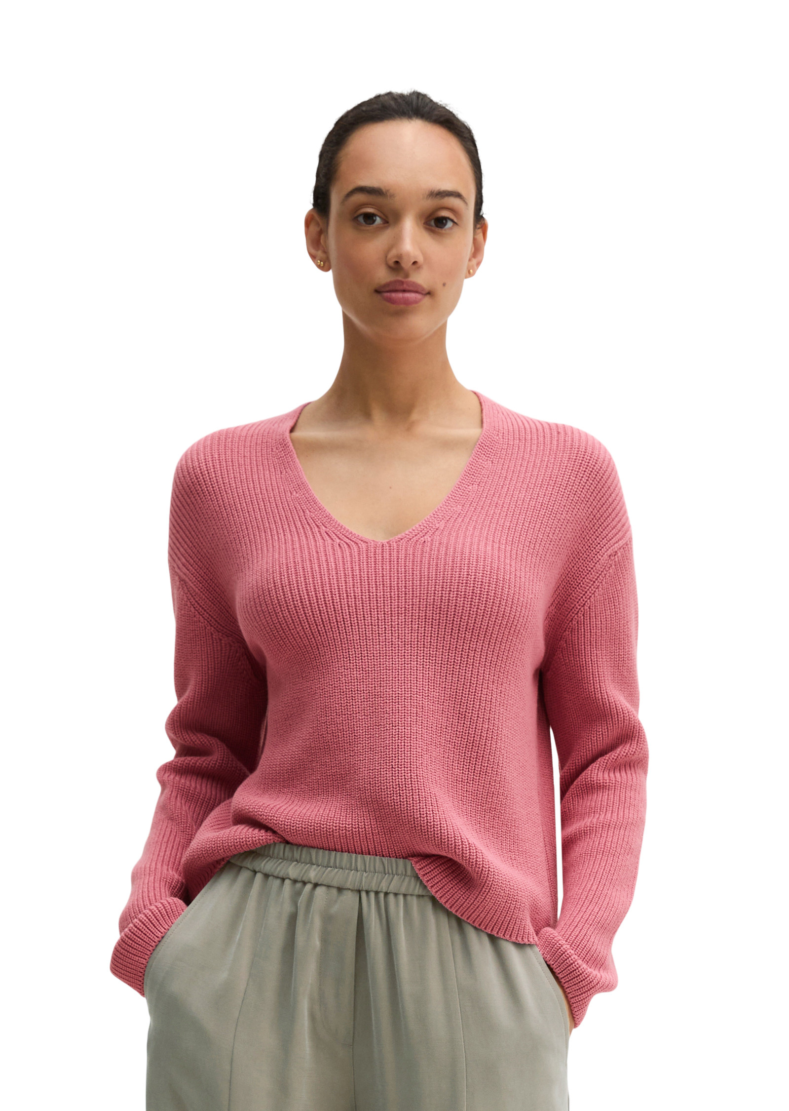 Pull ras du cou en V relaxed en qualité Organic Cotton, MARC O'POLO