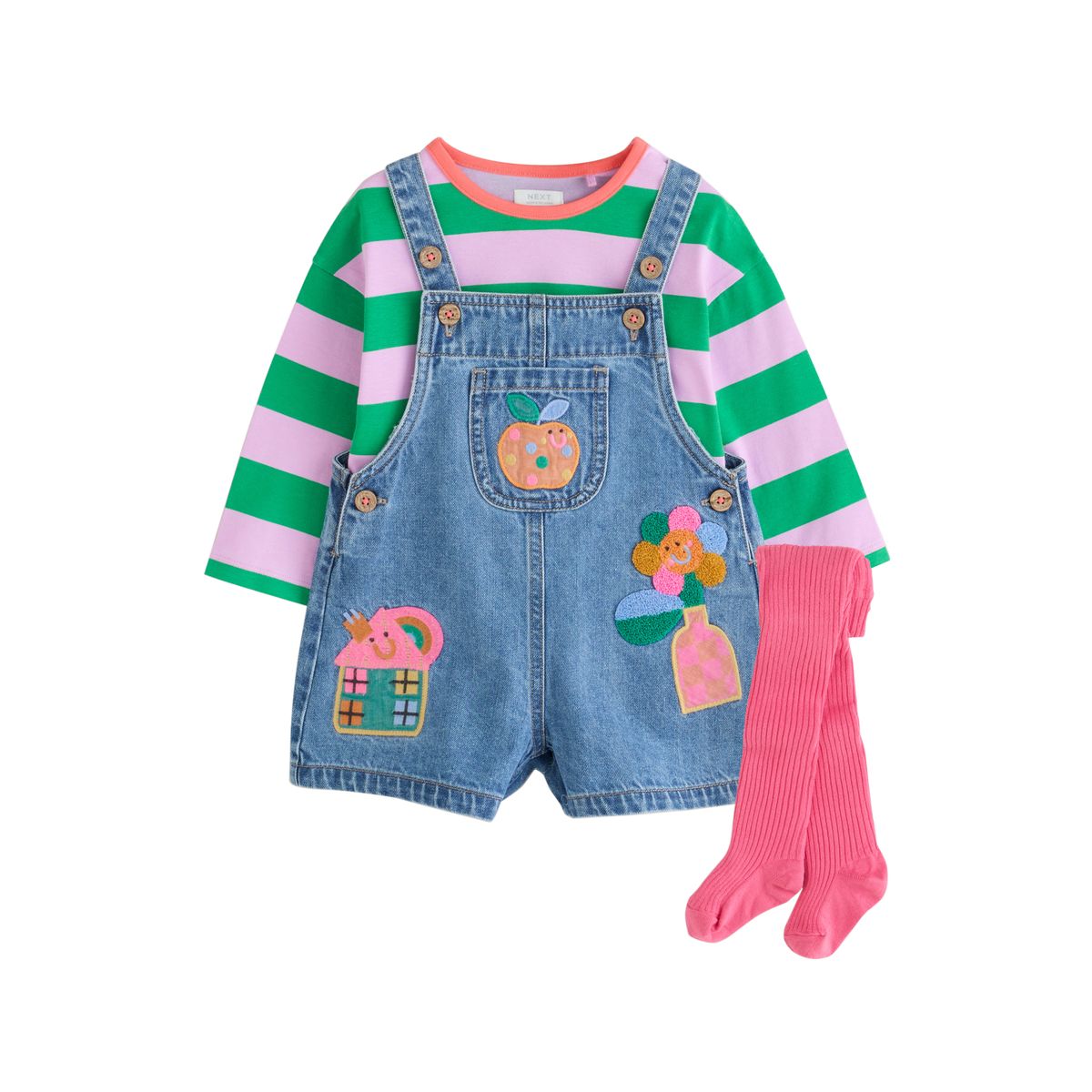 Ensemble t-shirt, salopette et collants, NEXT