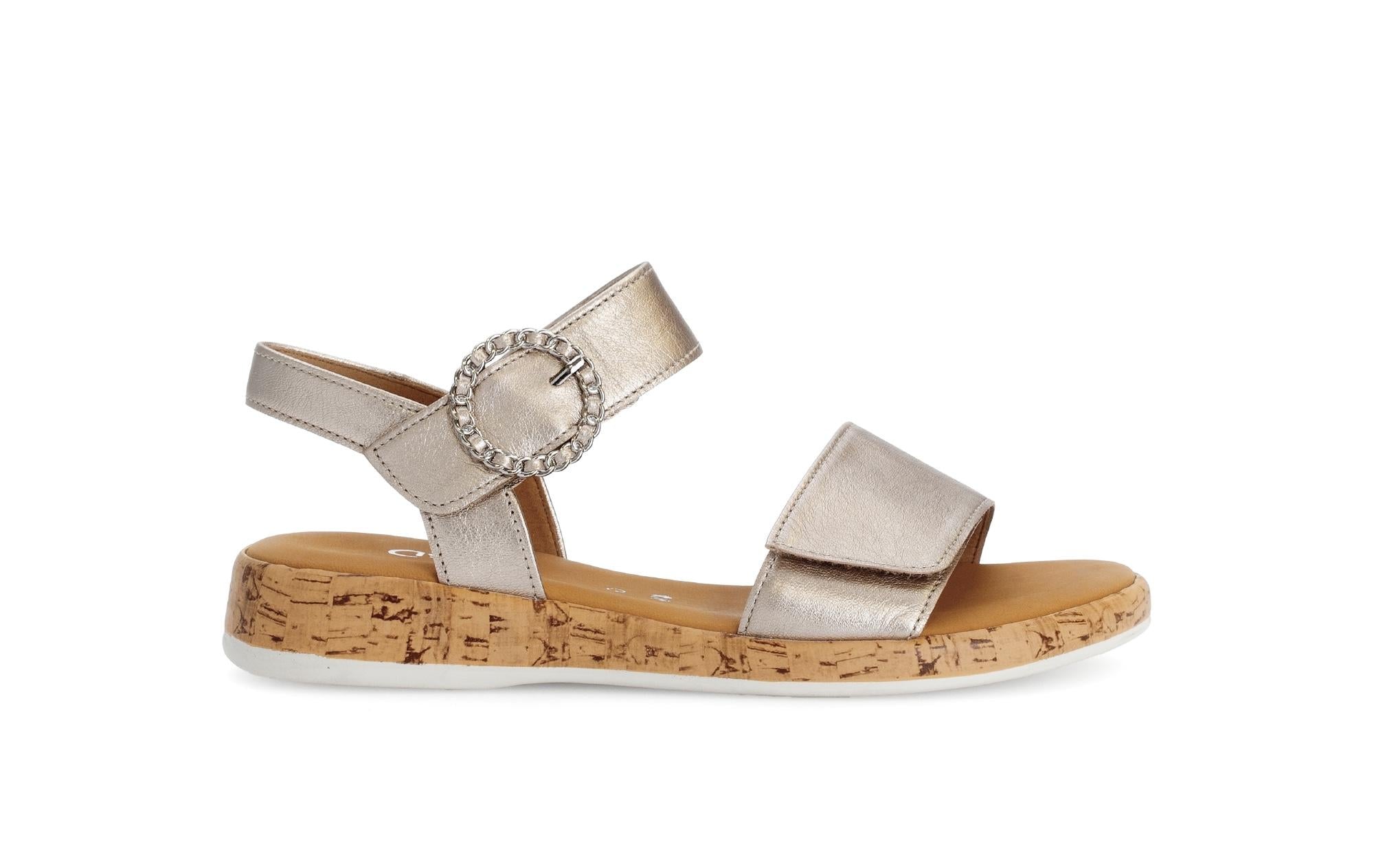 Sandales en cuir à talon compensé, GABOR