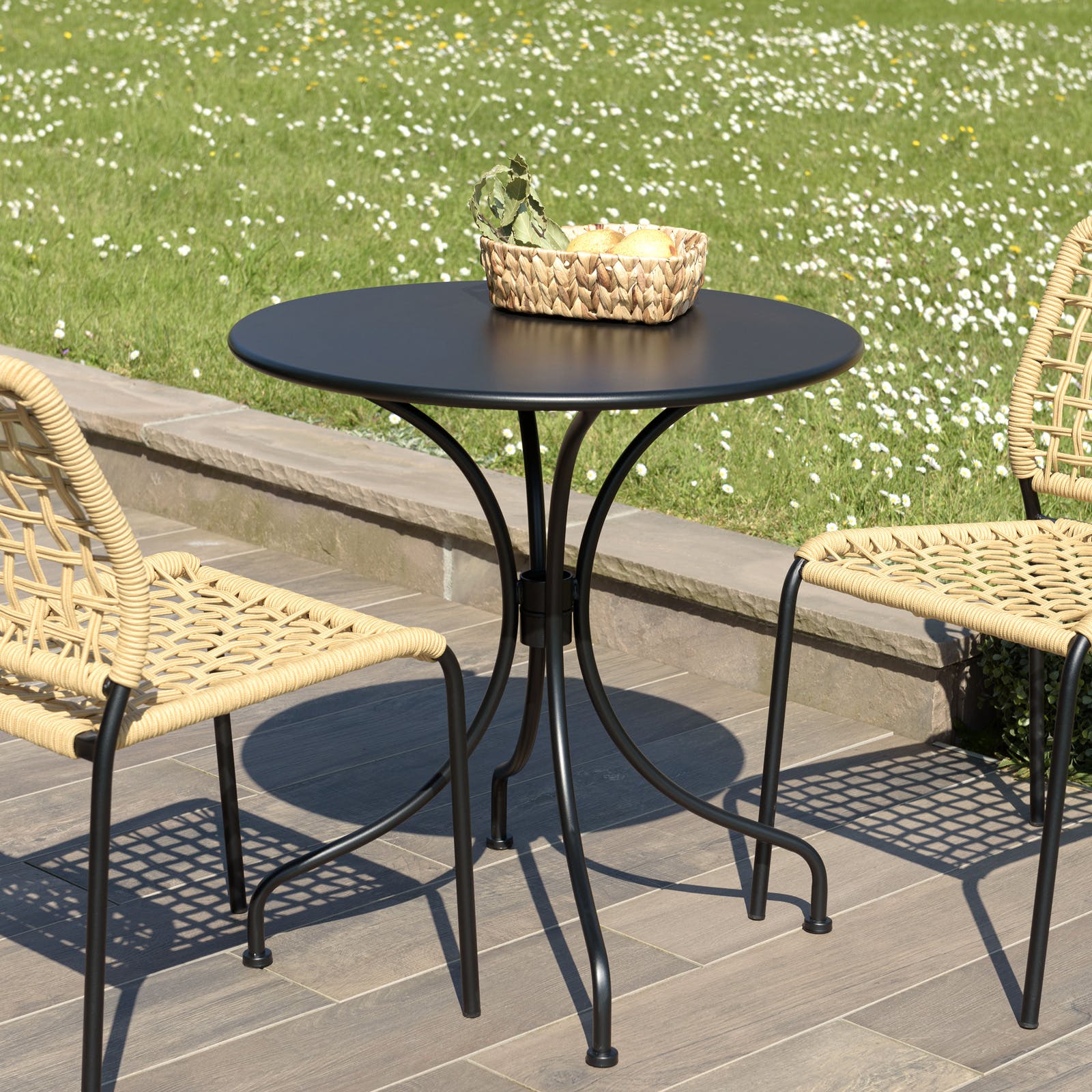 Table De Jardin Ronde Noire 60 Cm - Plastique PP, Résistante UV, Pour Balcon Terrasse - 4