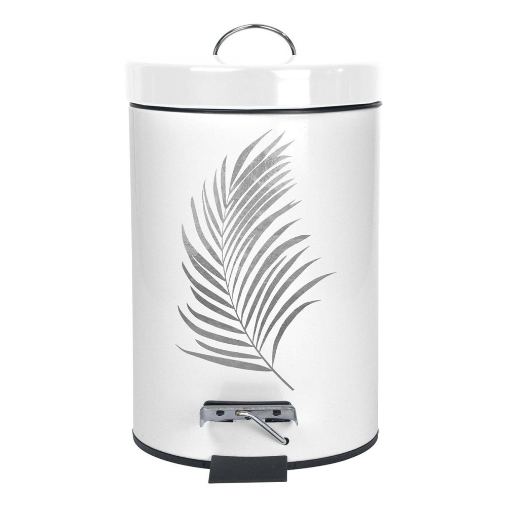 Poubelle à Pédale 3l Métal Orbella Blanc Argent, DECORATIE