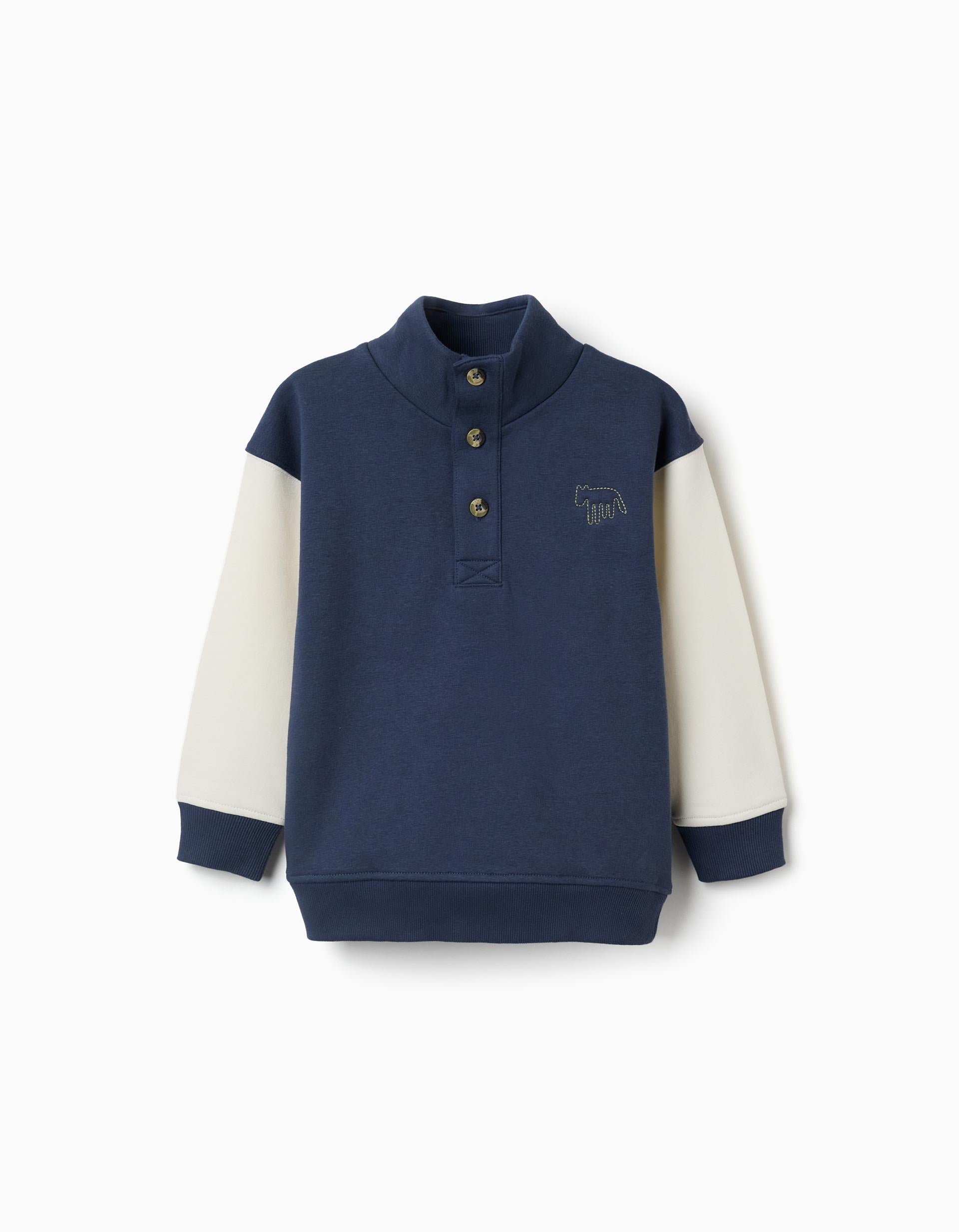 Sweat en coton peigné avec col montant et broderie, ZIPPY