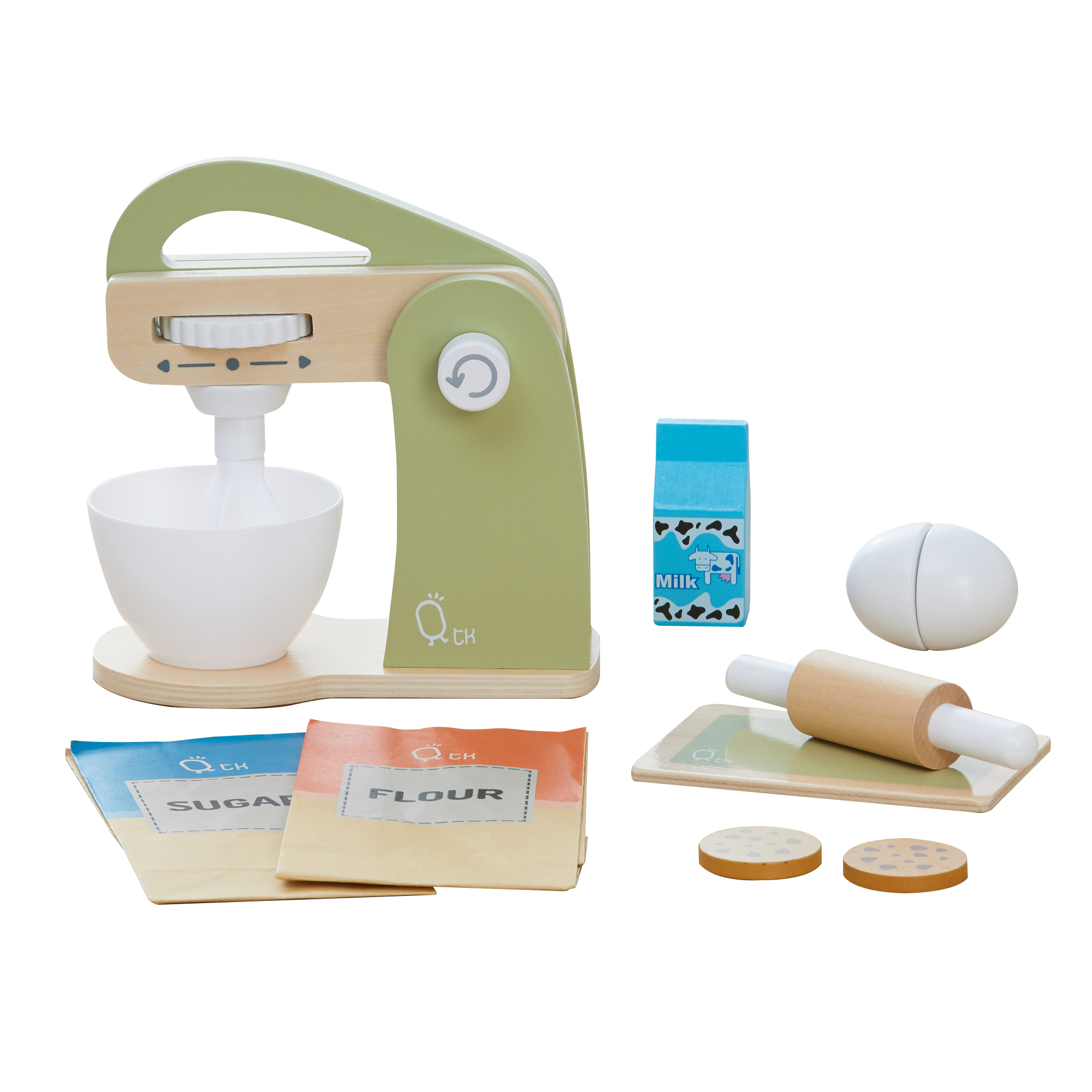 Set batteur bois avec accessoires pour jeu pâtisserie,  LITTLE CHEF, TEAMSON KIDS