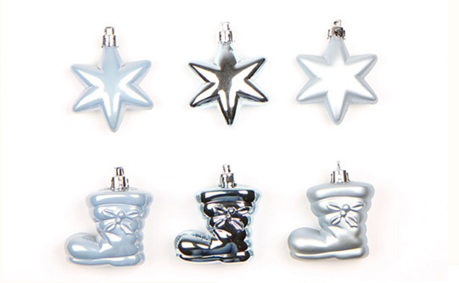Lot de 6 décorations de Noël en forme de botte bleu ciel, EDEN