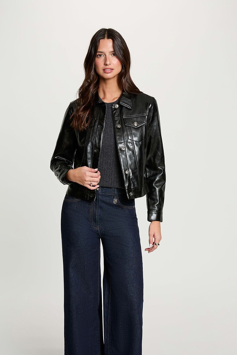 Quilted-lined faux leather jacket, MORGAN