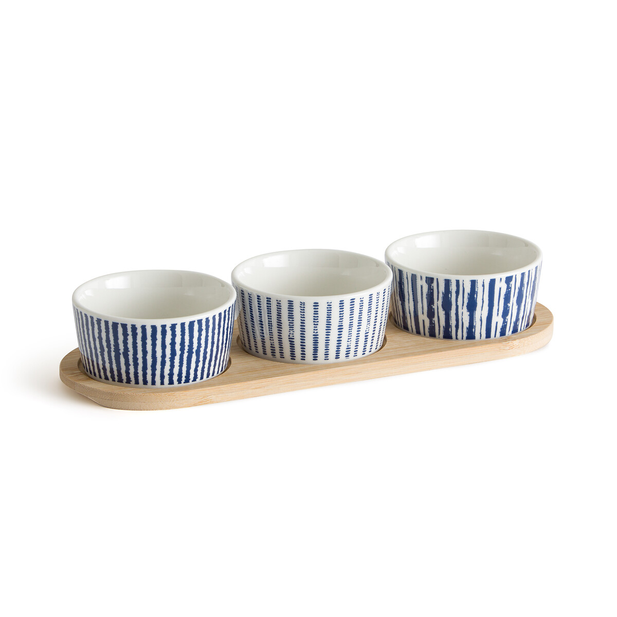 Set of 3 Atlanti Porcelain Cups on Bamboo Tray