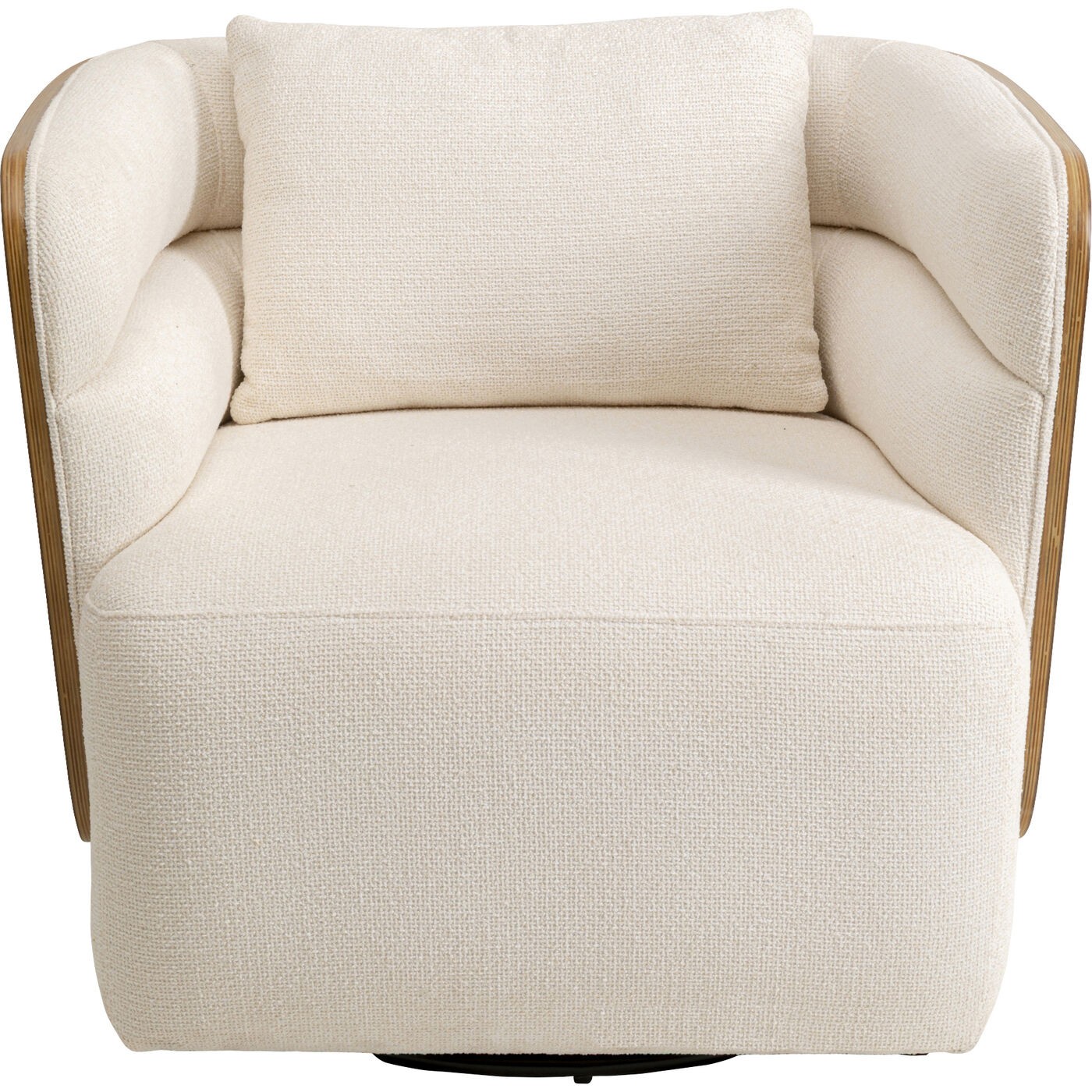 Fauteuil pivotant en polyester tressé et noyer, MARC, KARE DESIGN