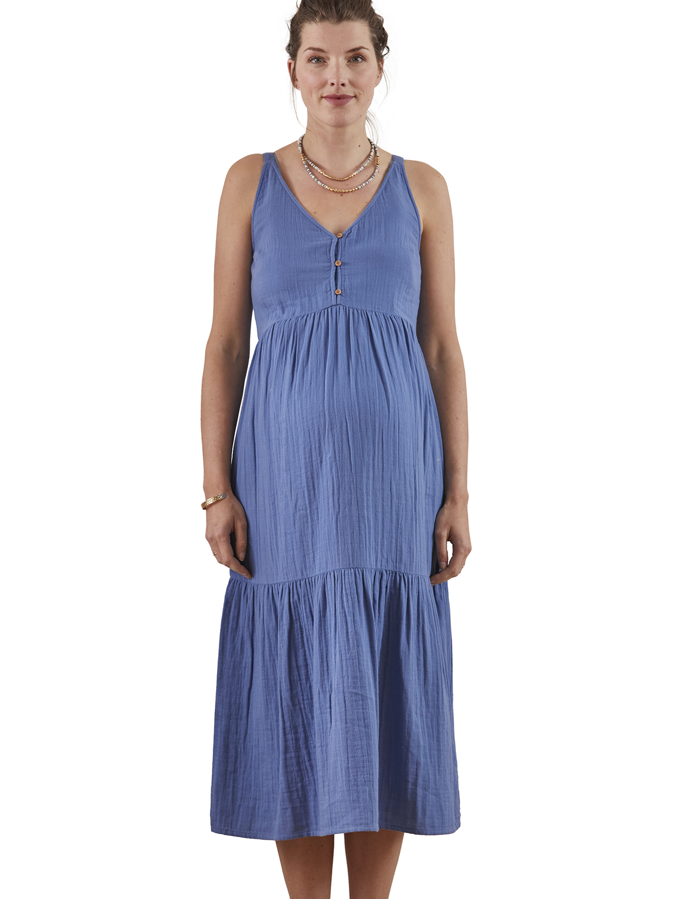 Robe fines bretelles gaze de coton grossesse et allaitement, VERTBAUDET