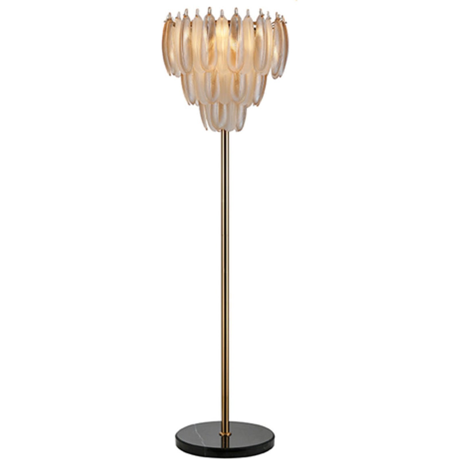 Lampadaire en laiton, Verre et marbre, RECOLLECTION