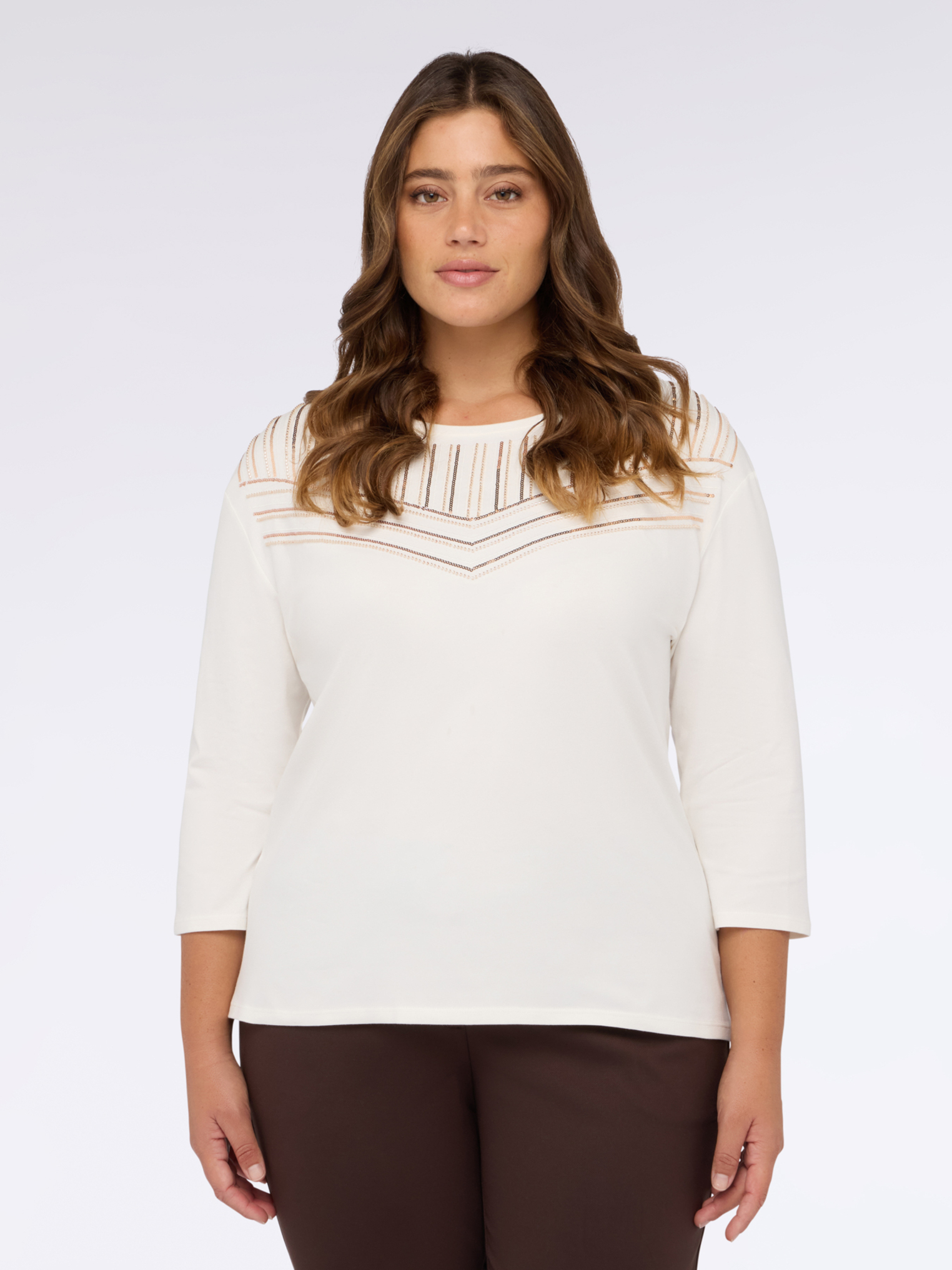 T-shirt en coton avec paillettes, FIORELLA RUBINO