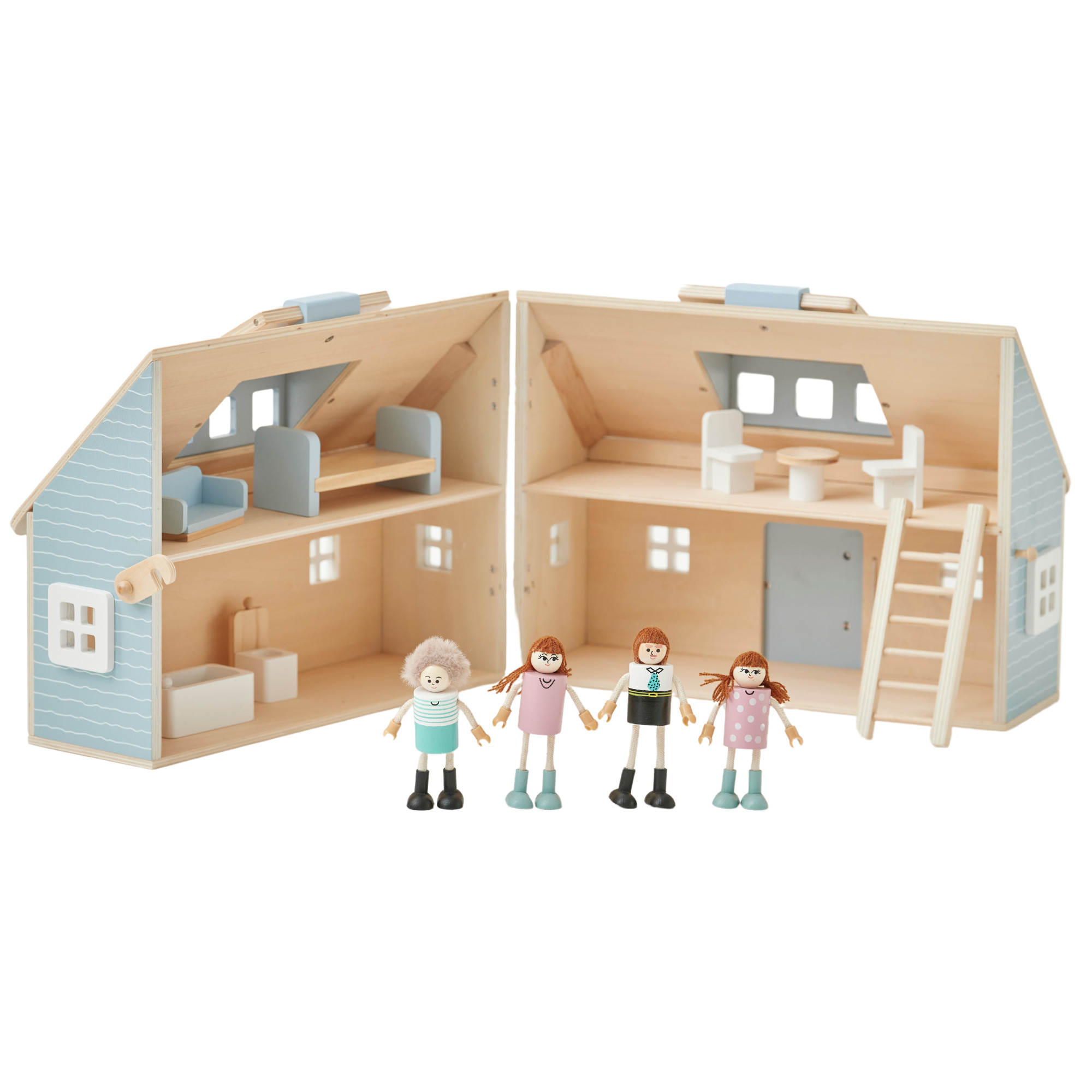 Maison poupée portable bois, 4 pièces, Multicolore, QUAINT, TEAMSON KIDS