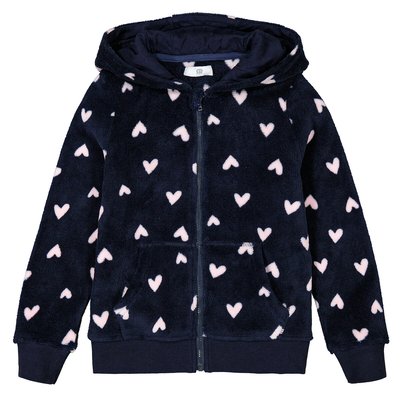 Heart Print Lounge Jacket in Fleece with Hood LA REDOUTE COLLECTIONS