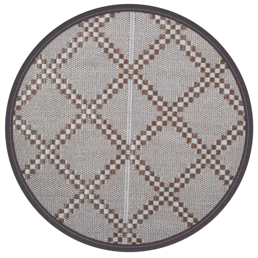 Tapis d’extérieur rond réversible motif graphique tissé, HOME MAISON