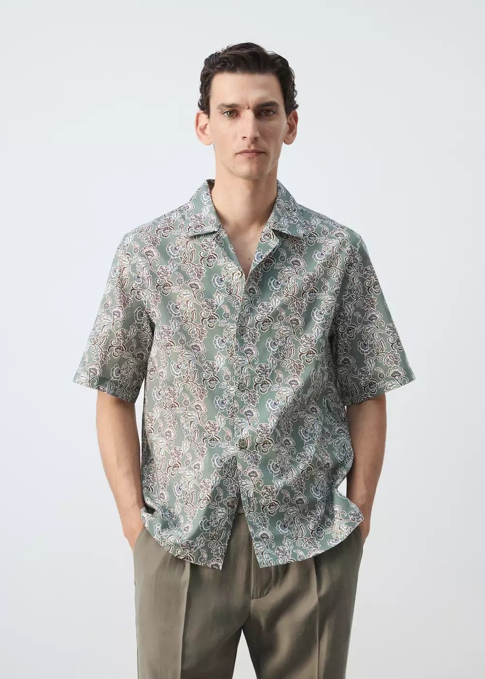 Chemise col bowling 100 % coton, MANGO MAN