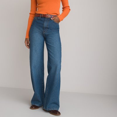 Wide Leg Jeans with High Waist, Length 32.5" LA REDOUTE COLLECTIONS